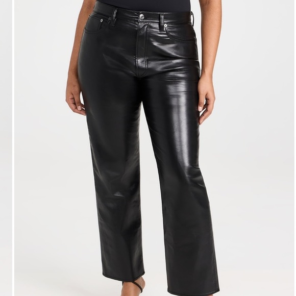 NWT Agolde Black Leather Pants - Picture 7 of 9